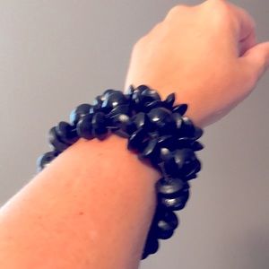 Handmade black wooden bracelet from Bahamas.